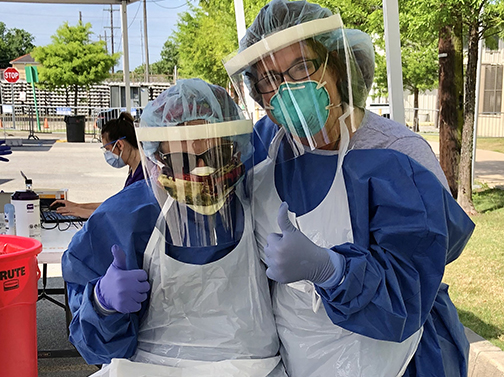 LSU Health New Orleans nursing faculty at COVID-10 testing site